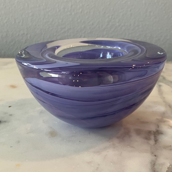 Kosta Boda Lavender Swirl Glass Votive Holder - Picture 3 of 8
